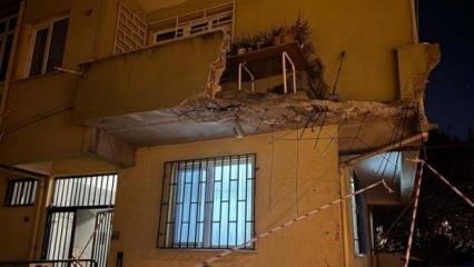 Pendik'te gece yarısı facianın eşiğinden dönüldü! 5 katlı binanın balkonu çöktü