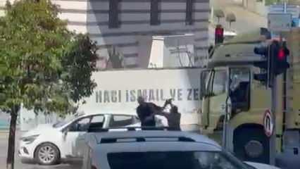 Ümraniye’de korkunç olay kamerada! Kamyon şoförü çekiçle saldırdı