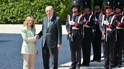 Cumhurbaşkanı Erdoğan'a resmi karşılama! Meloni'nin heyecanlı tavrı dikkat çekti