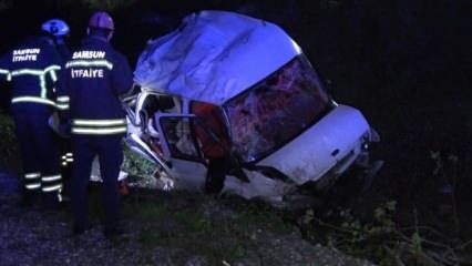 Samsun'da minibüs şarampole yuvarlandı: 1 ölü, 4 yara!