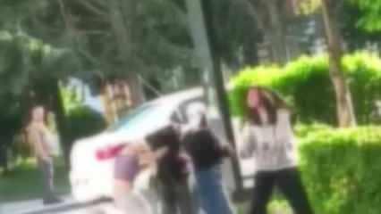Ankara'da kızların birbirine girdiği kavga kamerada