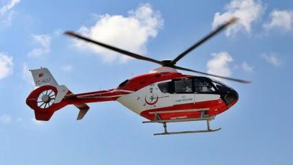  Trabzon'da helikopter ambulans yaylada kalp krizi geçiren hasta için havalandı