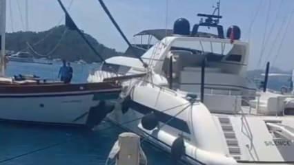 Fethiye'de gulet, lüks motoryata çarptı