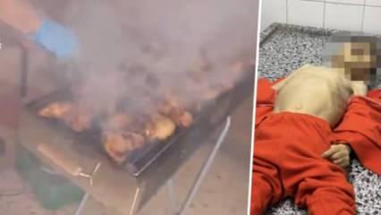 Gazze'ye kıtlık yaşatan İsrail askerleri enkazın ortasında mangal yaptı!