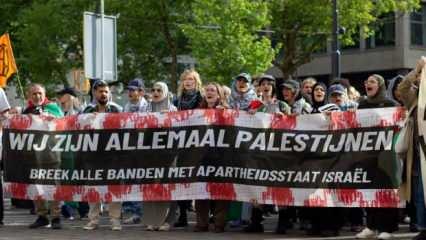 Hollanda'da İsrail'den gelen gemi protesto edildi