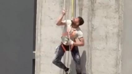  İskele halatı koptu, işçi ölümden döndü