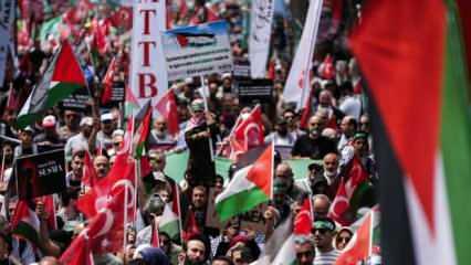 İstanbul'da "Her adım Gazze ve Kudüs için" yürüyüşü düzenlendi