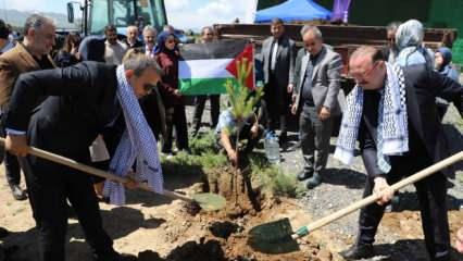 Ev sahibi Atatürk Üniversitesi: 'Gazze Hatıra Ormanı' için fidanlar ilk toprakla buluştu