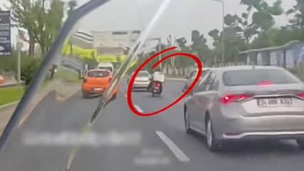 Makas atan motorcuya polisten anında müdahale!