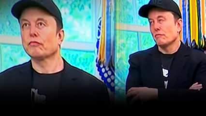 Trump konuşurken tiye aldı! Elon Musk'ın mimikleri tüm dünyada gündem oldu