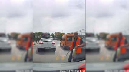 Ümraniye’de trafikte yangın tüpü ile yaşanan olayda bıçak çeken şüpheli yakalandı