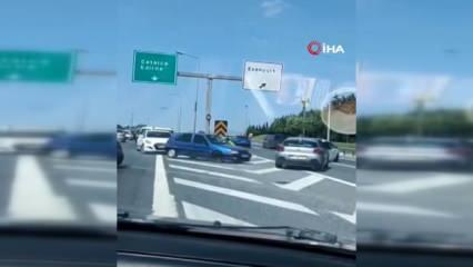TEM'de tehlikeli manevralar: Trafikten kaçmak için ters yöne girdiler