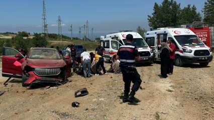 Yalova’da 4 metre yükseklikten düşen Togg takla attı: 2 kişi yaralandı