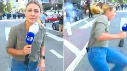 ABD polisinden plastik mermi! Yayın yapan muhabiri vurdu!