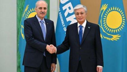 TBMM Başkanı Kurtulmuş, Kazakistan Cumhurbaşkanı Tokayev tarafından kabul edildi