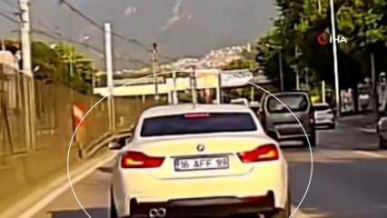 Trafik kurallarını hiçe sayarak makas atan maganda kamerada