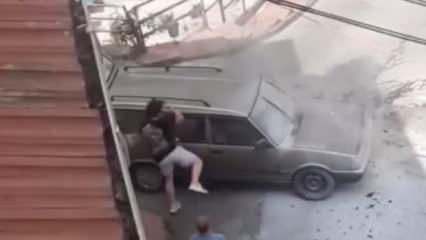 Beyoğlu'nda aracı yanan sürücü sinirden camları kırdı