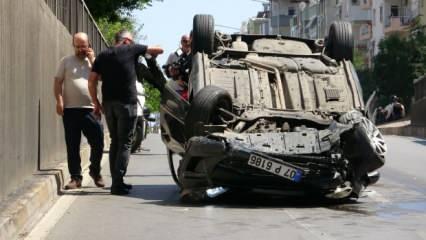 Mucize kurtuluş! Takla atarak 30 metre sürüklenen araçtan sapasağlam çıktı