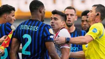 Inter - River Plate maçında ortalık karıştı! Maç bitti ve Dumfries'e sahayı dar ettiler 