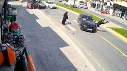Kuralları hiçe sayan sürücü yaya geçidinde kaza yaptı