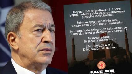 Hulusi Akar'dan Leman skandalına tepki: Cami duvarına pislemekten vazgeçin