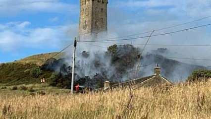 İngiltere'de Castle Hill Tepesi’nde yangın