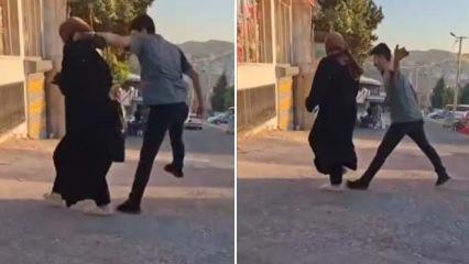 Sokak ortasında eşini darbetti! O anlar kamerada