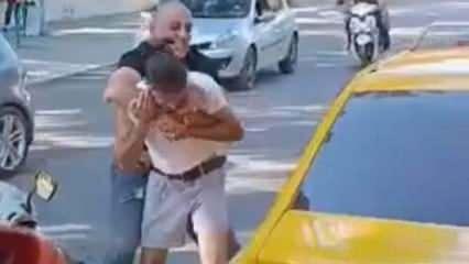 Trafikteki kavga boks ringlerini aratmadı!