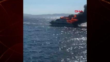 Çeşme'deki Marina'da korku dolu anlar! Yat alev alev yandı