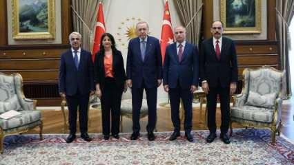 Cumhurbaşkanı Erdoğan, DEM heyetini kabul etti: Görüşmeden ilk kareler!
