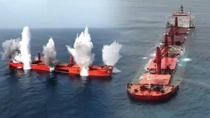 Tarihi saldırının görüntüleri ortaya çıktı! Yunan gemisi işte böyle battı