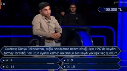 En uzun uyanık kalma rekoru kaç gündür? Milyoner'de 100.000 TL'lik soru