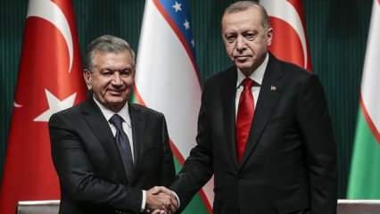 Cumhurbaşkanı Erdoğan, Özbekistanlı mevkidaşı ile görüştü