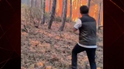 Eskişehir'de yangında Orman Bölge Müdürü ve ekibi alevlerin arasında kaldı
