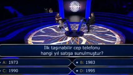 İlk taşınabilir cep telefonu hangi yıl satışa sunulmuştur? Milyoner'de dikkat çeken soru