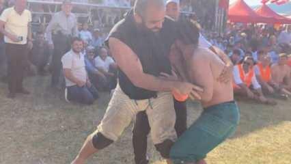 Pehlivan rakibini karıştırdı, er meydanı kahkahaya boğuldu