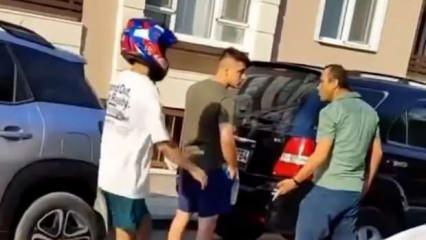 Trafik magandası kendisini uyaran kişinin üzerine yürüyüp tehditler savurdu