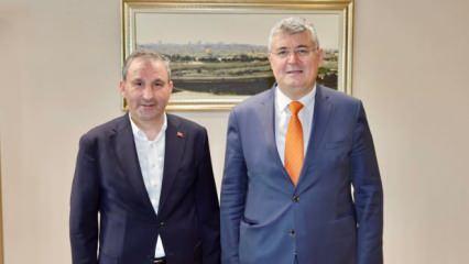 Başkan Tombaş’tan Mehmet Acet’e hayırlı olsun ziyareti