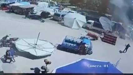 İzmir'de pazar şemsiyesi hamile kadın ve çocuğunun üzerine düştü