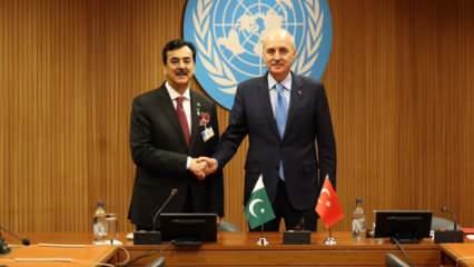 TBMM Başkanı Kurtulmuş, Pakistan Senatosu Başkanı Gilani ile görüştü