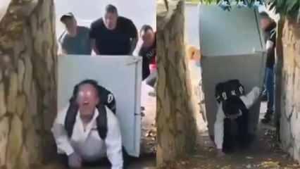 Filistinlilerini eşyalarını çalan siyonist İsrailli dolabın altında kaldı