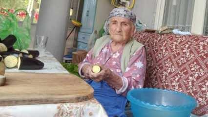 96 yaşındaki Fatma teyze, yaptıklarıyla gençlere taş çıkartıyor 
