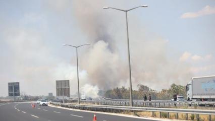 Rüzgar yangını büyüttü, Avrupa Otoyolu trafiğe kapatıldı!