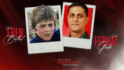 Başkan Erdoğan'dan Eren Bülbül ve Ferhat Gedik mesajı