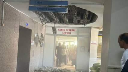  Denizli Devlet Hastanesi'nin tavanı çöktü