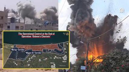 Gazze'ye ağır bombardıman... İşgal haritası paylaşıldı! Korkunç görüntüler