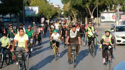 Kud&uuml;s &Ccedil;alışma Grubu&rsquo;ndan &ldquo;Gazze İ&ccedil;in Durma, A&ccedil;lık İ&ccedil;in Pedalla&rdquo; eylemi