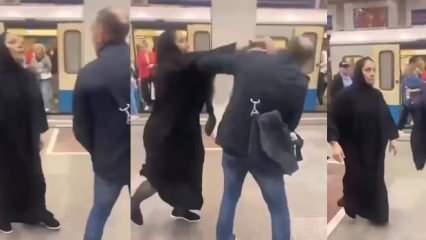 Rusya'da İslam düşmanını perişan ettiler! Başörtülü kadınlardan cesur direniş