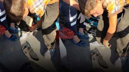 Ambulans şoförü, yaptığı hareketle gönülleri fethetti