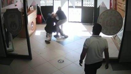 Aldığı cevabı beğenmeyen veli dehşet saçtı! Okuldaki korkunç anlar kamerada